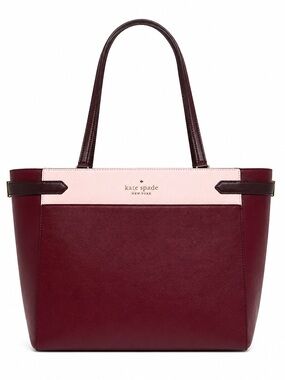 kate spade | Bags | Kate Spade Staci Laptop Tote Leather Burgundy Red ...